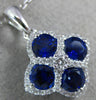 ESTATE 1.93CT DIAMOND & AAA SAPPHIRE 18KT WHITE GOLD SQUARE FLOWER STAR PENDANT