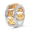 WIDE WHITE, PINK & FANCY YELLOW DIAMOND 18K WHITE GOLD ETERNITY ANNIVERSARY RING