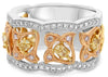 WIDE WHITE, PINK & FANCY YELLOW DIAMOND 18K WHITE GOLD ETERNITY ANNIVERSARY RING