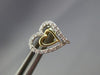 ESTATE .19CT DIAMOND 14KT WHITE & YELLOW GOLD 3D DOUBLE HEART LOVE STUD EARRINGS