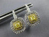 1.0CT WHITE & FANCY YELLOW DIAMOND 14KT 2 TONE GOLD SQUARE LEVER BACK EARRINGS