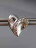 ESTATE .26CT DIAMOND 14KT WHITE GOLD 3D PAVE ETOILE HEART LOVE STUD EARRINGS F/G