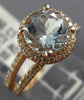 ESTATE LARGE 2.25CT DIAMOND & AAA AQUAMARINE 14KT ROSE GOLD HALO ENGAGEMENT RING