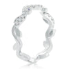 ESTATE .40CT DIAMOND & AAA SAPPHIRE 14KT WHITE GOLD SWIRL LEAF ANNIVERSARY RING