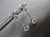 ANTIQUE .64CT DIAMOND 18KT WHITE GOLD CLASSIC SOLITAIRE HANGING EARRINGS #11366