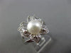 ESTATE WIDE .30CT DIAMOND 14K WHITE GOLD SOUTH SEA PEARL FILIGREE BUTTERFLY RING