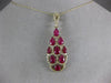 ESTATE 3.78CT DIAMOND & AAA RUBY 14KT YELLOW GOLD 3D TEAR DROP JOURNEY PENDANT