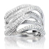 ESTATE LARGE 1.08CT DIAMOND 18KT WHITE GOLD CRISS CROSS MULTI ROW LOVE KNOT RING