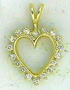 0.50CT DIAMOND 14KT YELLOW GOLD 3D CLASSIC ROUND OPEN HEART LOVE FLOATING PENDANT