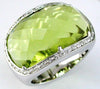 ESTATE .38CT DIAMOND & AAA LEMON QUARTZ 14K WHITE GOLD 3D CLASSIC HALO FUN RING