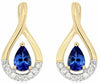 ESTATE .97CT DIAMOND & AAA TANZANITE 14K YELLOW GOLD PEAR SHAPE HANGING EARRINGS