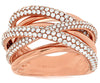 ESTATE EXTRA LARGE 2.10CT ROUND DIAMOND 14KT ROSE GOLD 3D MULTI ROW X LOVE RING