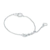 ESTATE .11CT DIAMOND 14K WHITE GOLD 3D CLASSIC LOVE HEART FRIENDSHIP BRACELET