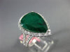 ESTATE EXTRA LARGE 6.27CT DIAMOND & AAA EMERALD 18KT WHITE GOLD ENGAGEMENT RING