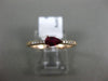 .34CT ROUND DIAMOND & AAA PEAR SHAPE RUBY 14KT ROSE GOLD FRIENDSHIP PROMISE RING