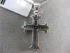 ESTATE .20CT DIAMOND 14KT WHITE GOLD 3D CLASSIC FILIGREE MILGRAIN CROSS PENDANT