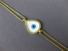 ESTATE .11CT DIAMOND WHITE & BLUE ENAMEL 18K YELLOW GOLD EVIL EYE LUCKY BRACELET