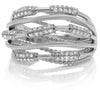 ESTATE WIDE .31CT DIAMOND 14KT WHITE GOLD MULTI ROW CRISS CROSS ANNIVERSARY RING