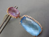 ESTATE LARGE 24.98CT DIAMOND & BLUE TOPAZ & AMETHYST 14KT ROSE GOLD 3D EARRINGS