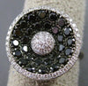 ESTATE 1.15CT WHITE & BLACK DIAMOND 14K WHITE & BLACK GOLD CIRCULAR CLUSTER RING