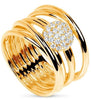 ESTATE .36CT ROUND DIAMOND 18K YELLOW GOLD 3D MULTI ROW CIRCULAR FLOWER FUN RING