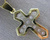 ESTATE LARGE .30CT DIAMOND 14KT TWO TONE GOLD CLASSIC ETOILE CROSS PENDANT #2684