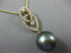 ESTATE LARGE .39CT DIAMOND 18KT YELLOW GOLD 3D TAHITIAN PEARL FLOATING PENDANT