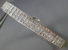 ESTATE WIDE 6.50CT DIAMOND 18KT TWO TONE GOLD 3 ROW HANDCRAFTED TENNIS BRACELET