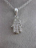 ESTATE .28CT DIAMOND 14KT WHITE GOLD CHAMSA HAND OF GOD FLOATING PENDANT #24457