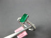 ESTATE .74CT DIAMOND & AAA EMERALD 18K WHITE GOLD 3D RECTANGULAR ENGAGEMENT RING