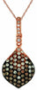 .43CT WHITE & CHOCOLATE FANCY DIAMOND 14K ROSE GOLD 3D CLUSTER TEAR DROP PENDANT