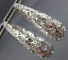 ESTATE LARGE & WIDE .50CT DIAMOND 14KT WHITE GOLD FILIGREE HOOP HANGING EARRINGS
