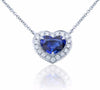 ESTATE 1.34CT DIAMOND & AAA SAPPHIRE 18K WHITE GOLD HEART SHAPE FLOATING PENDANT