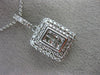 ESTATE LARGE 1CT DIAMOND 14K WHITE GOLD RECTANGULAR FILIGREE DOUBLE HALO PENDANT