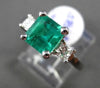 ESTATE 2.01CT DIAMOND & EMERALD 14KT WHITE GOLD 3 STONE SQUARE ENGAGEMENT RING