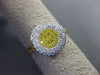 ESTATE .58CT WHITE & FANCY YELLOW DIAMOND 18K 2 TONE GOLD 3D CLUSTER FLOWER RING