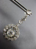 ANTIQUE LARGE  7.0CT ROSE CUT DIAMOND 14KT WHITE GOLD 3D FLOWER HANGING EARRINGS