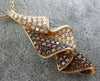 ESTATE LARGE 1.95CT WHITE & FANCY COLOR DIAMOND 18KT ROSE GOLD WAVE LEAF PENDANT