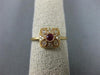 ESTATE .25CT DIAMOND & AAA RUBY 18KT ROSE GOLD 3D SQUARE FLOWER FILIGREE RING