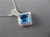 ESTATE 1.34CT DIAMOND & AAA BLUE TOPAZ 14K WHITE GOLD 3D HALO SQUARE FUN PENDANT