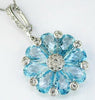 12.40CT DIAMOND & AAA BLUE TOPAZ 14KT WHITE GOLD 3D FLOWER ETOILE FUN PENDANT