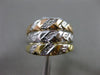 ESTATE 0.03CT DIAMOND 14K TRI COLOR GOLD 3D HAND ETCHED WEDDING ANNIVERSARY RING