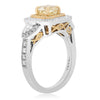 ESTATE LARGE 1.80CT WHITE & FANCY YELLOW DIAMOND 18K 2 TONE GOLD ENGAGEMENT RING