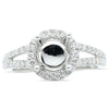 ESTATE .43CT DIAMOND 18KT WHITE GOLD 3D 4 PRONG HALO SEMI MOUNT ENGAGEMENT RING
