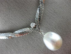 ESTATE .10CT DIAMOND & AAA SOUTH SEA PEARL 18KT WHITE GOLD FLAT NECKLACE #16480
