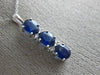ESTATE 1.35CT DIAMOND & AAA SAPPHIRE 14KT WHITE GOLD 3D THREE STONE OVAL PENDANT