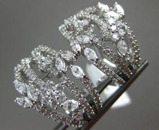 ESTATE LARGE 2.26CT ROUND & MARQUISE DIAMOND 14KT WHITE GOLD 3D FLOWER EARRINGS