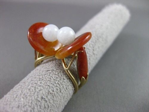 ANTIQUE WIDE 14KT YELLOW GOLD ONYX & WHITE QUARTZ DOUBLE EYE LUCKY RING #22336