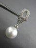ESTATE .26CT DIAMOND & AAA SOUTH SEA PEARL 14KT WHITE GOLD 3D HANGING EARRINGS