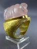 ANTIQUE MASSIVE 50.0CT AAA PINK QUARTZ 18K YELLOW GOLD 3D HANDCRAFTED LUCKY RING